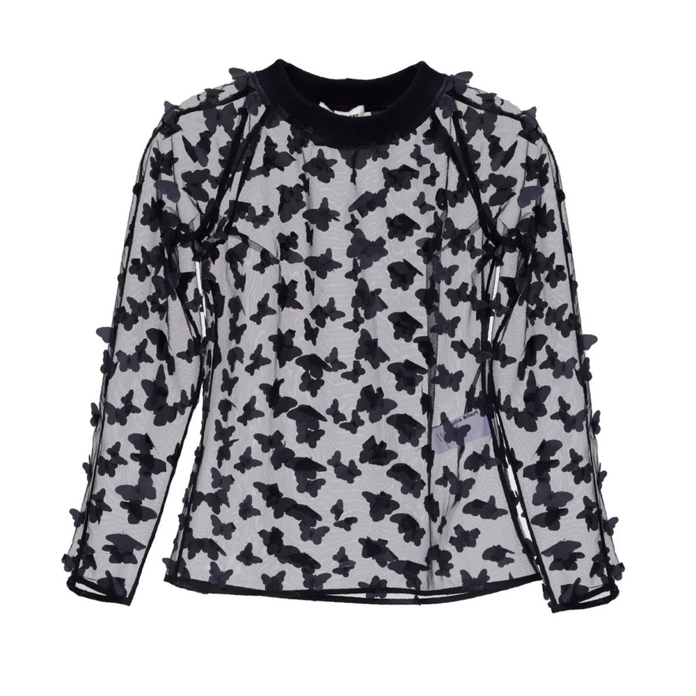 Elegant Black Floral Sheer Top